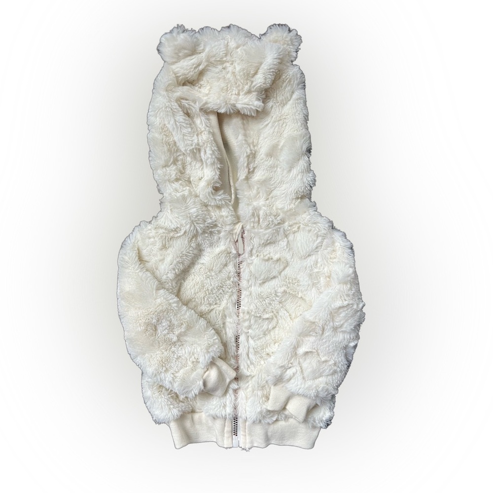 Tahari Baby White Faux Fur Jacket